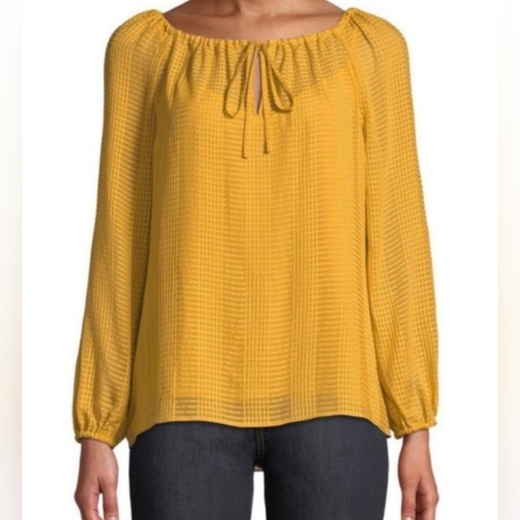 Tory Burch Natalie Grid-texture Georgette Blouse Size XS - Picture 6 of 9